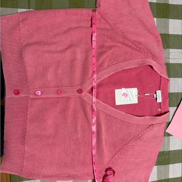 NEW Kinross 100% Cotton Knit Pink 4 Button Cardigan- L-NWT - Picture 6 of 11